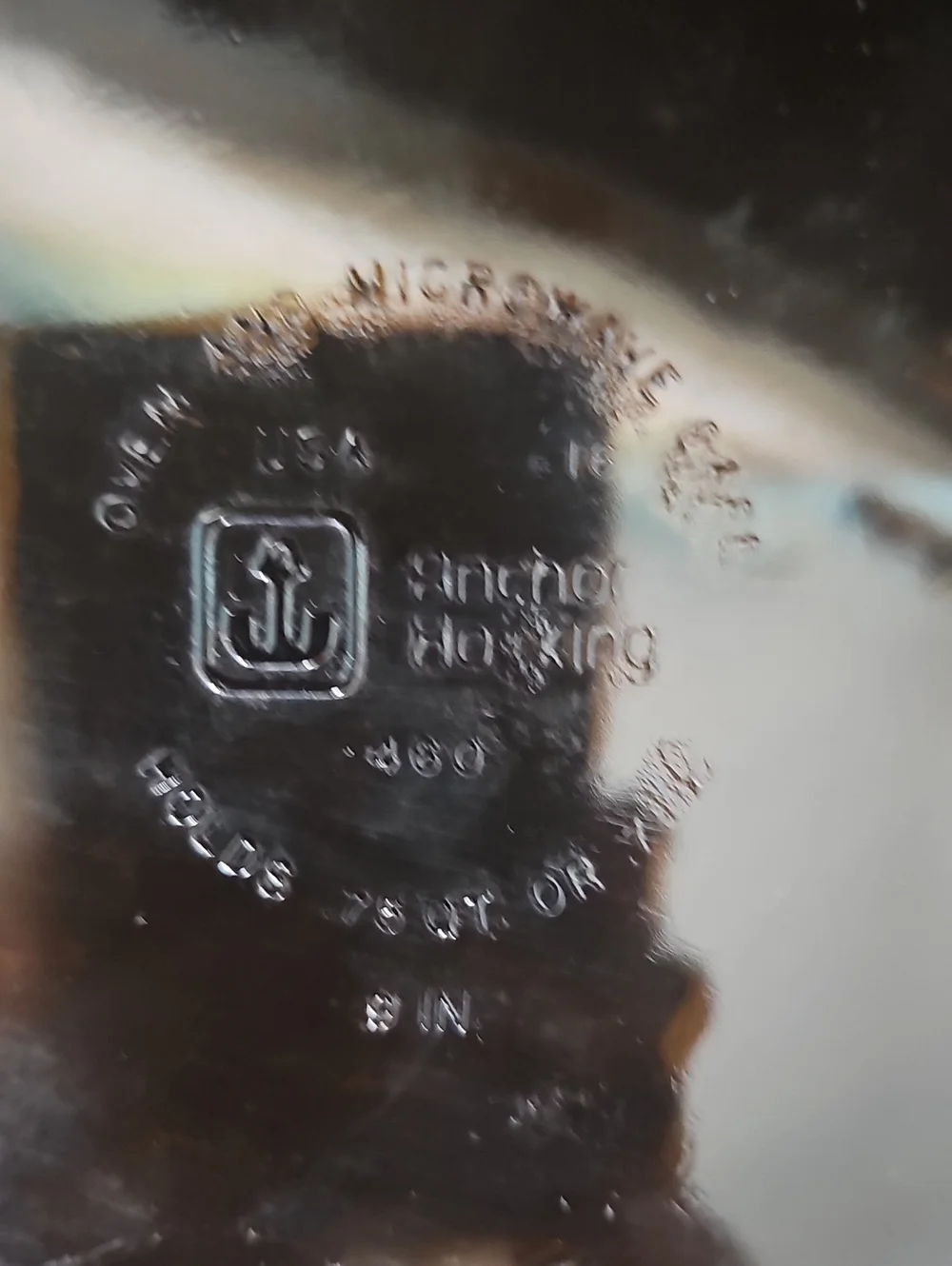 Vintage  Duo Anchor Hocking Amber Glass  Pie Plate with Embossed Logo